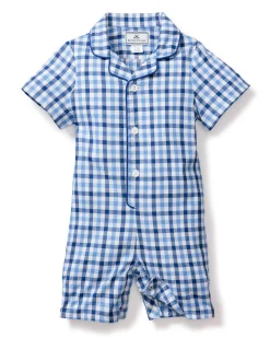 Petite Plume Baby's Twill Summer Romper in Royal Blue Gingham