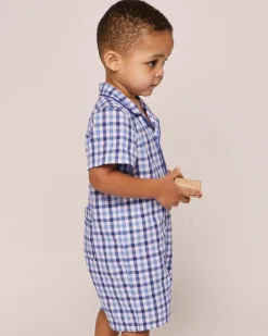 Petite Plume Baby's Twill Summer Romper in Royal Blue Gingham