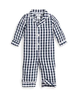 Petite Plume Baby's Twill Winter Romper in Navy Gingham