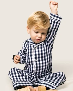Petite Plume Baby's Twill Winter Romper in Navy Gingham