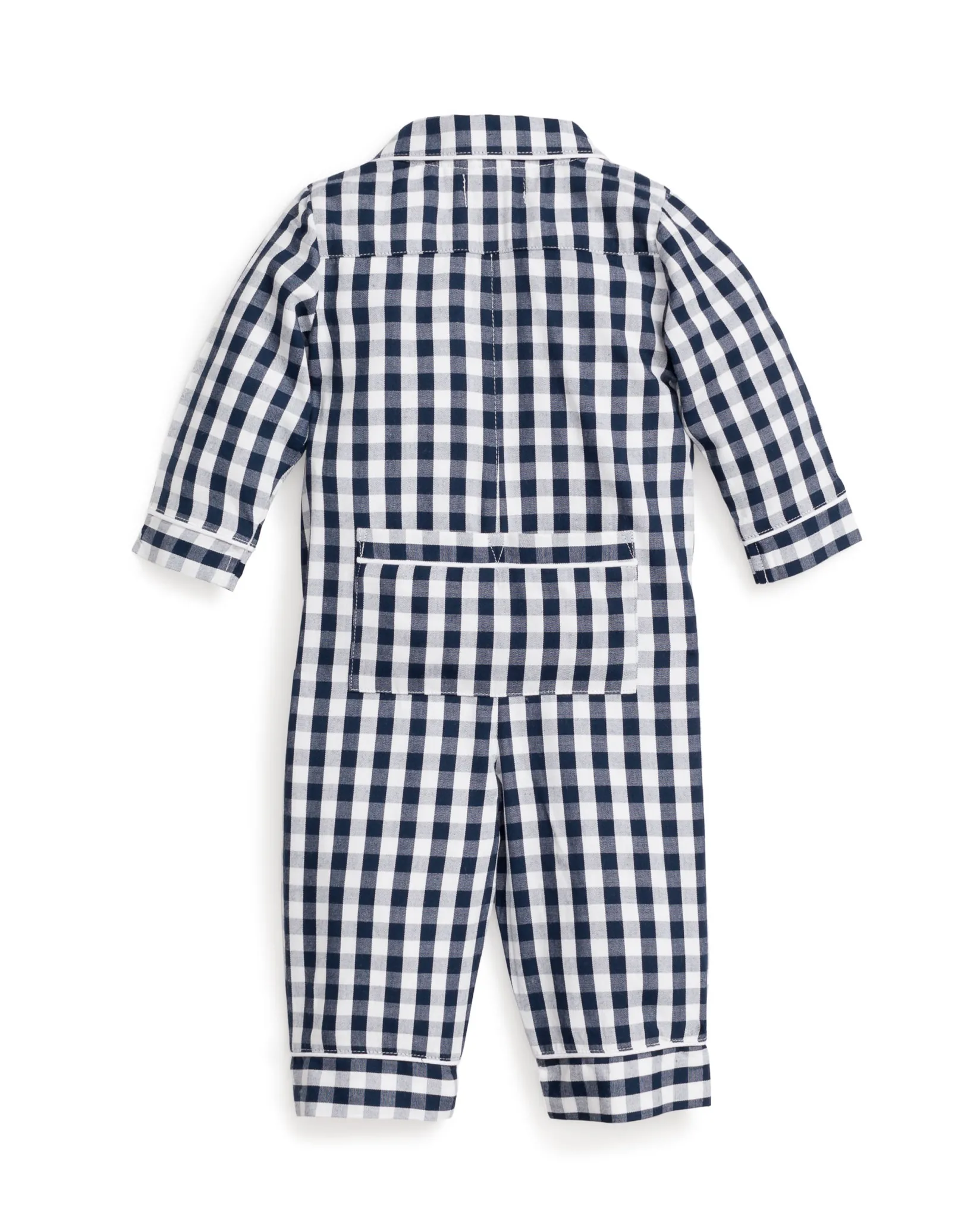 Petite Plume Baby's Twill Winter Romper in Navy Gingham
