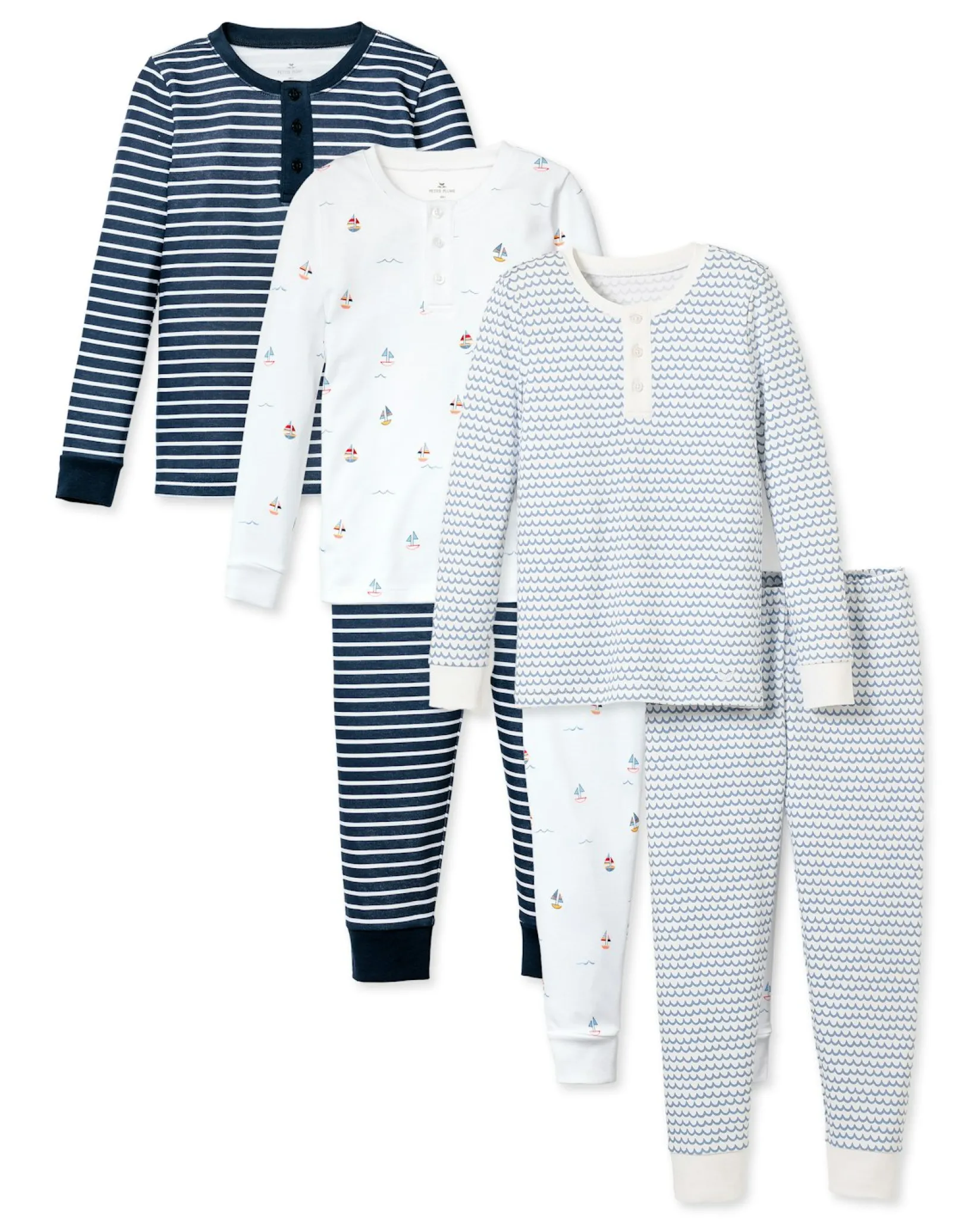 Kids Petite Plume Boy's Pima Snug Fit Pajama Trio