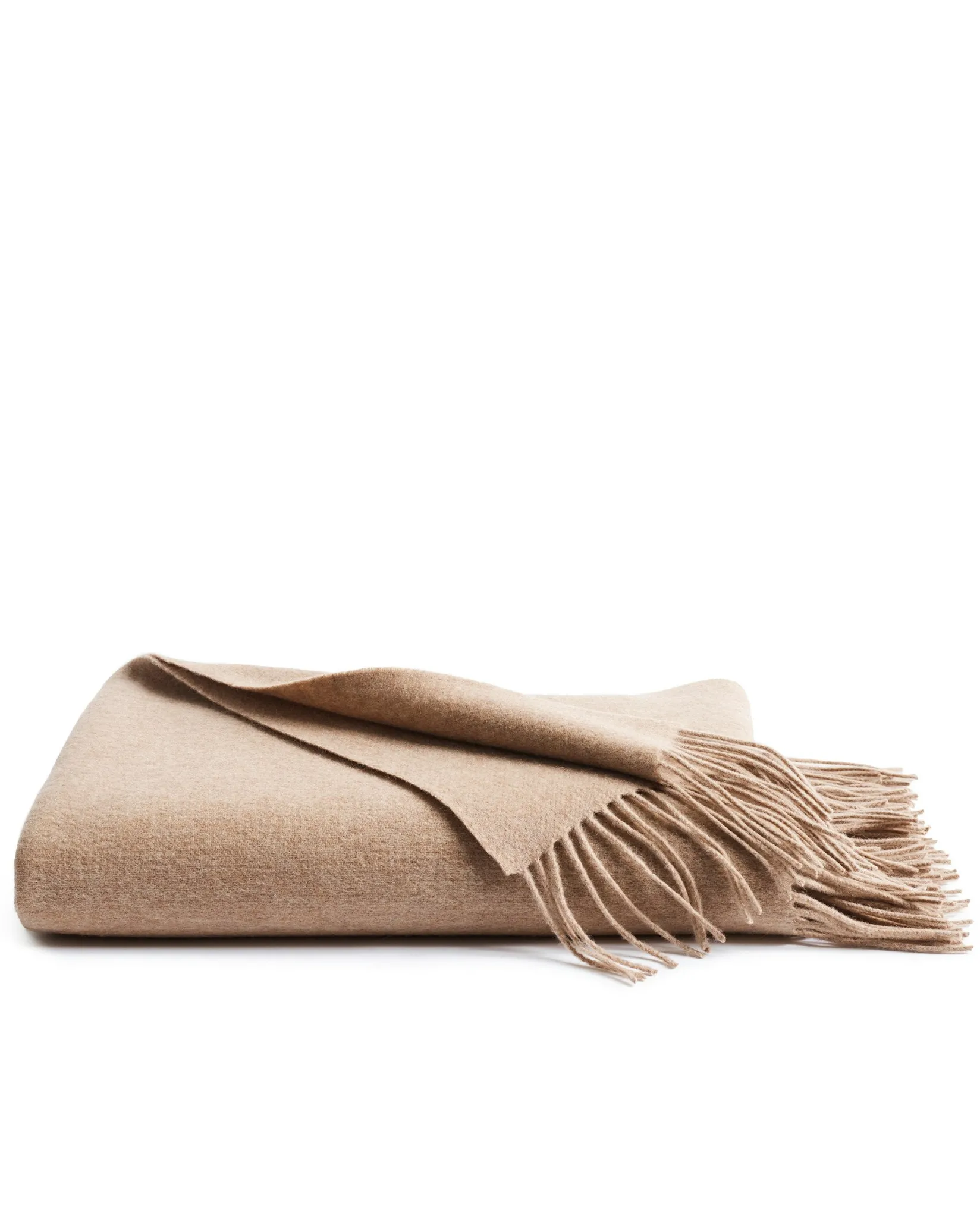 Petite Plume Cashmere Fringe Throw in Beige