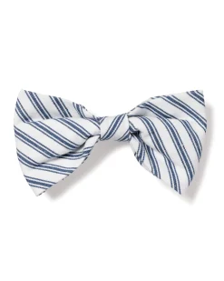 Petite Plume Dog Twill Bow Tie In Navy French Ticking