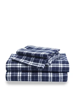 Petite Plume Flannel Bed Sheet Set in Oxford Tartan