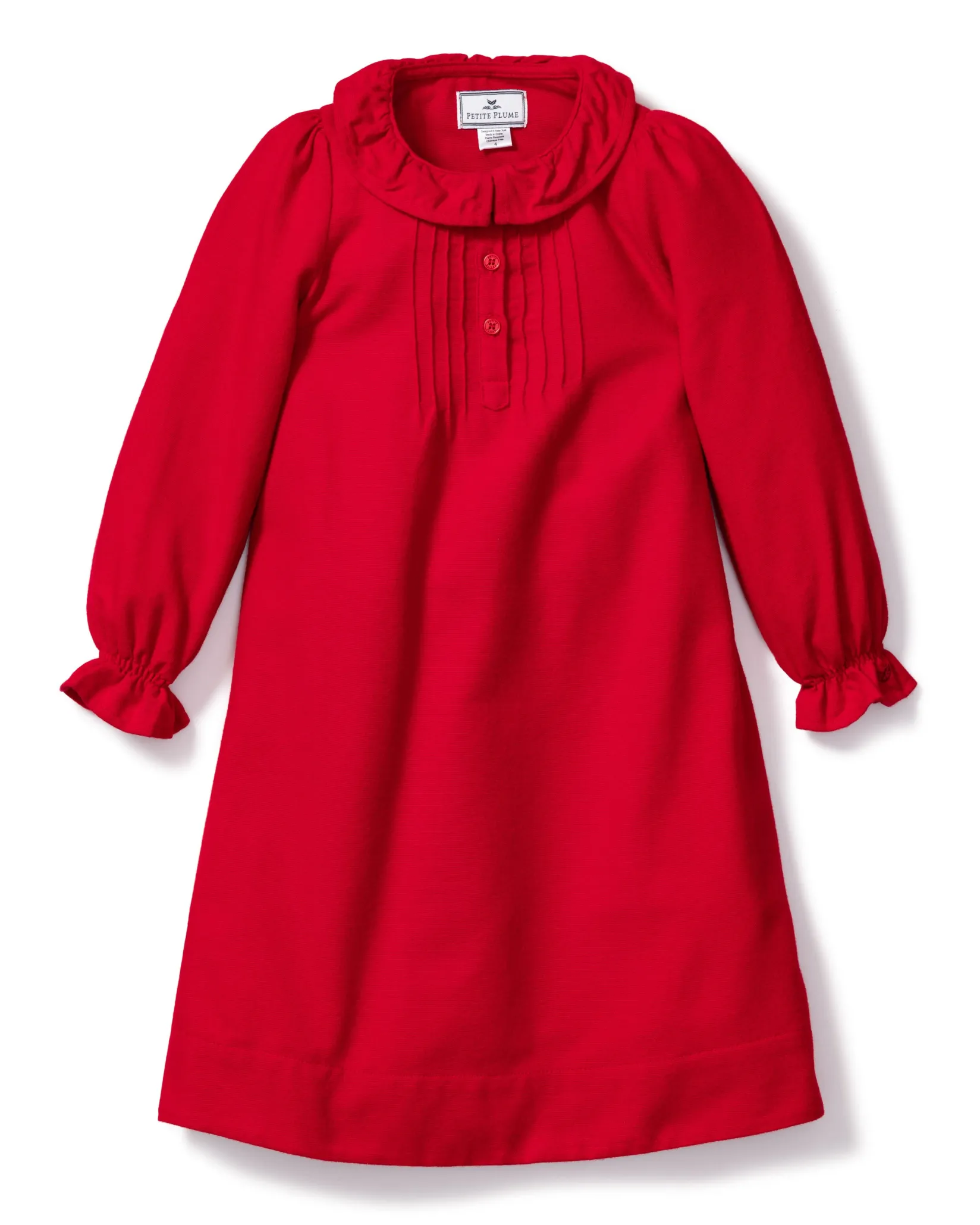 Kids Petite Plume Girl's Flannel Victoria Nightgown in Red