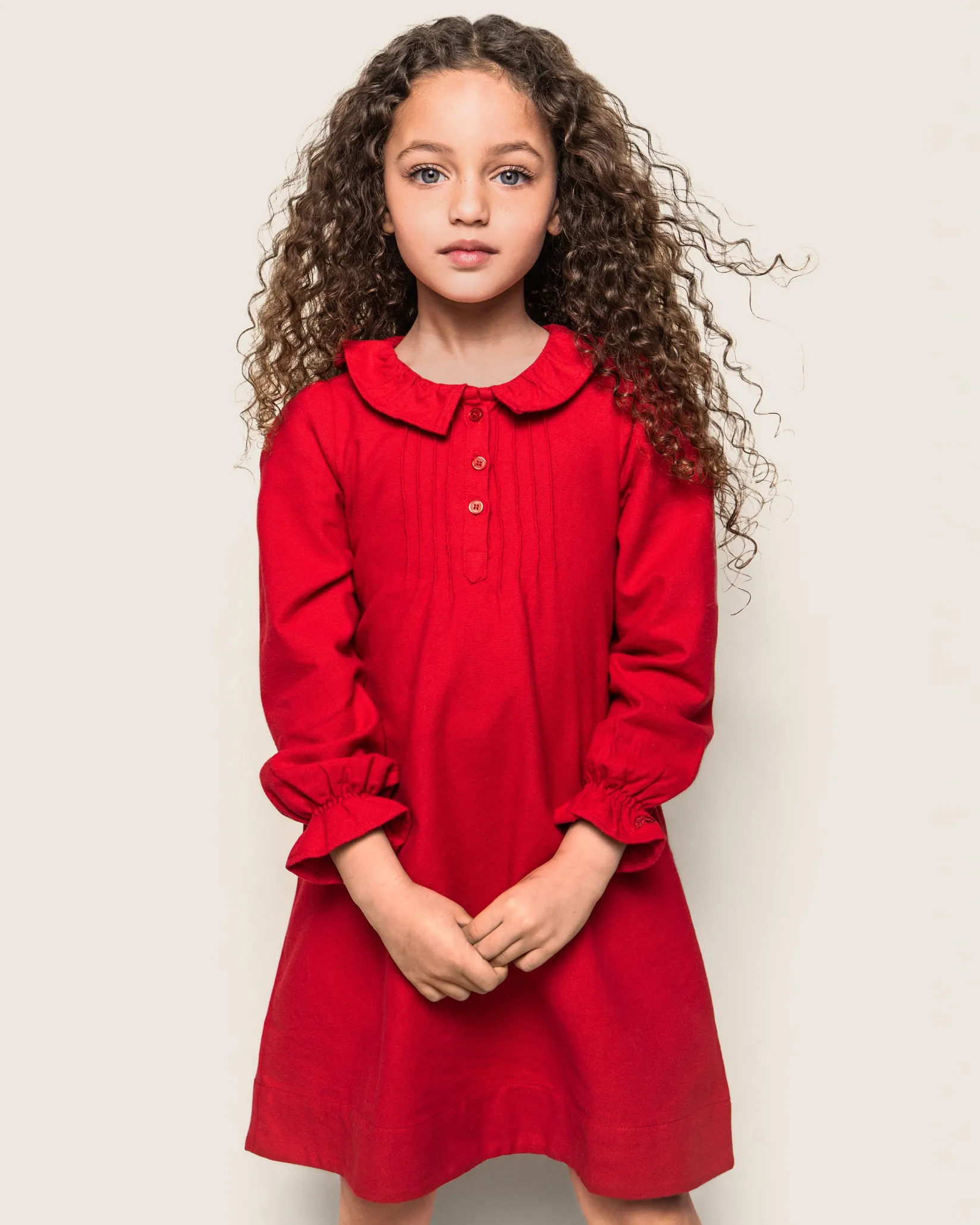Kids Petite Plume Girl's Flannel Victoria Nightgown in Red