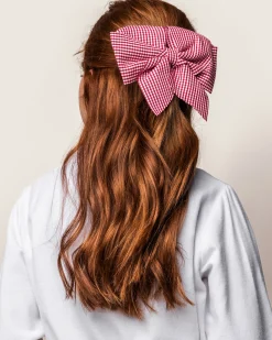 Kids Petite Plume Girl's Hair Bows in Red Mini Gingham