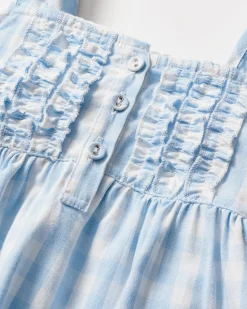 Kids Petite Plume Girl's Twill Charlotte Nightgown in Light Blue Gingham