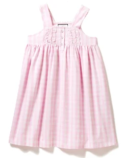 Kids Petite Plume Girl's Twill Charlotte Nightgown in Pink Gingham