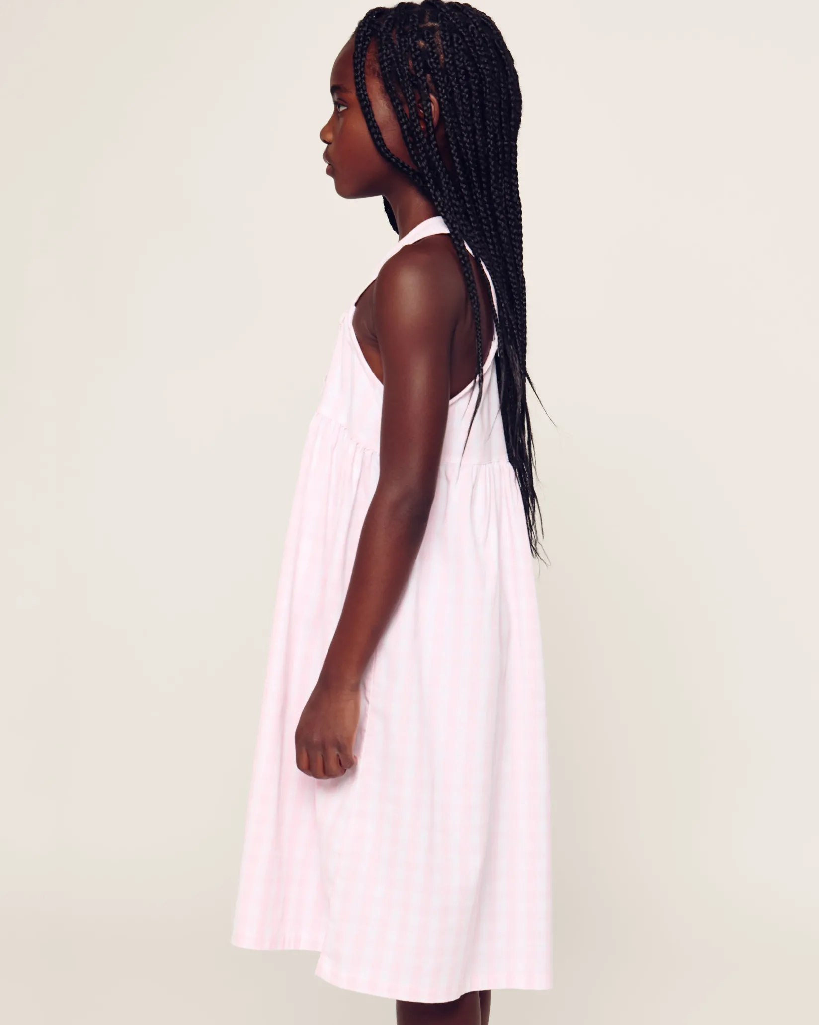 Kids Petite Plume Girl's Twill Charlotte Nightgown in Pink Gingham