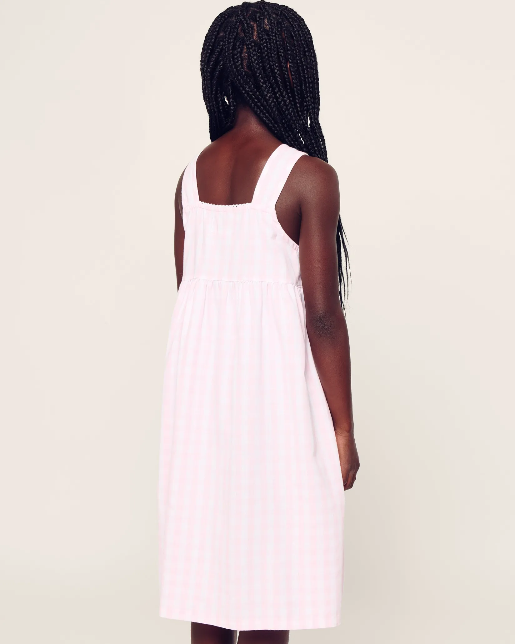 Kids Petite Plume Girl's Twill Charlotte Nightgown in Pink Gingham