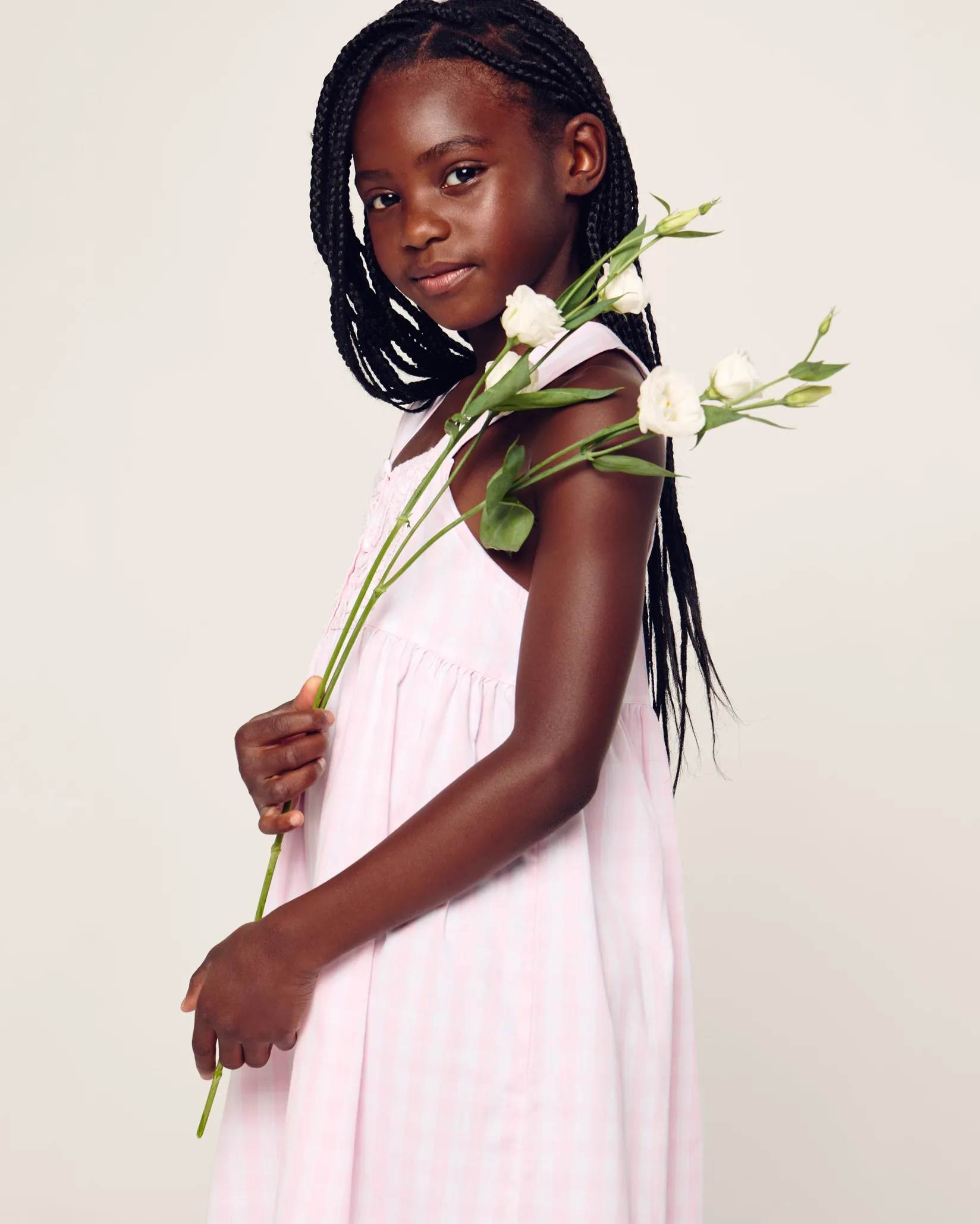 Kids Petite Plume Girl's Twill Charlotte Nightgown in Pink Gingham