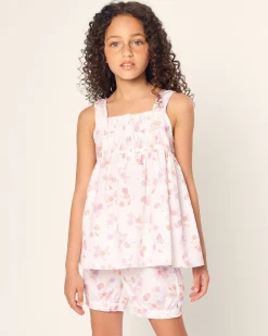 Kids Petite Plume Girl's Twill Charlotte Short Set in Seashell Splendor