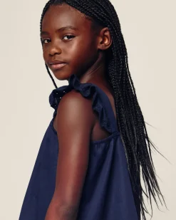 Kids Petite Plume Girl's Twill Clara Short Set in Navy