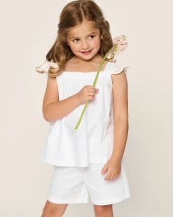 Kids Petite Plume Girl's Twill Clara Short Set in White