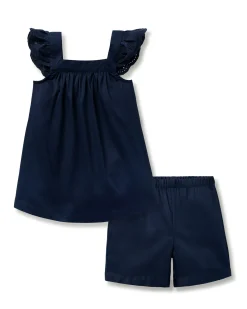 Kids Petite Plume Girl's Twill Clara Short Set in White