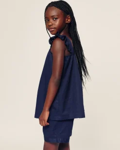 Kids Petite Plume Girl's Twill Clara Short Set in White