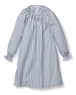 Kids Petite Plume Girl's Twill Delphine Nightgown in Navy French Ticking