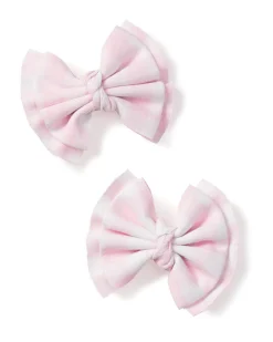 Kids Petite Plume Girl's Twill Hair Bows in Pink Gingham