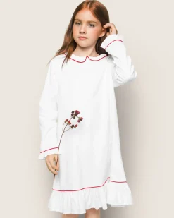 Kids Petite Plume Girl's Twill Sophia Nightgown in White with Red Piping
