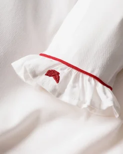 Kids Petite Plume Girl's Twill Sophia Nightgown in White with Red Piping