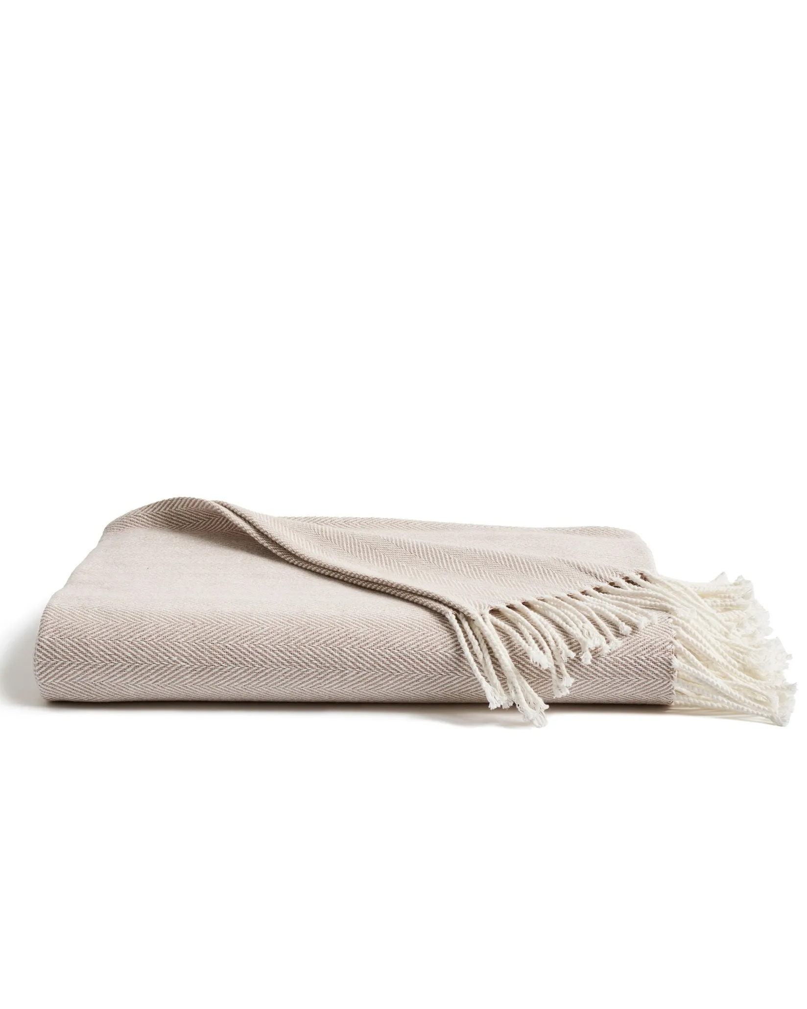 Petite Plume Herringbone Throw in Beige