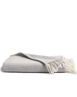 Petite Plume Herringbone Throw in Beige