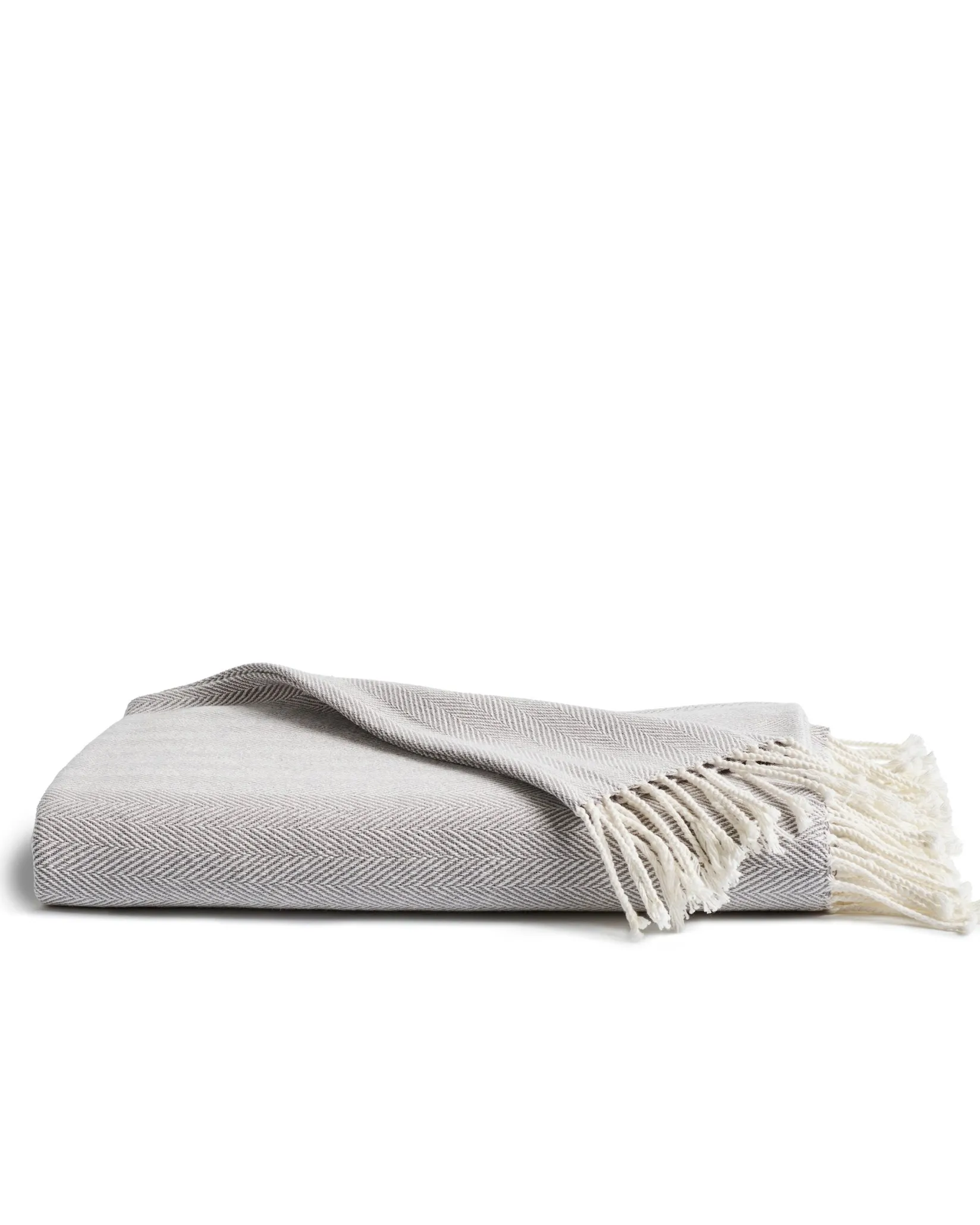 Petite Plume Herringbone Throw in Light Heather Grey