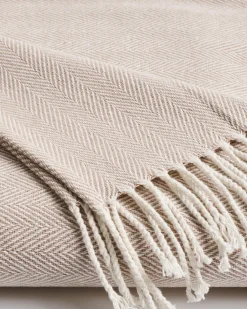 Petite Plume Herringbone Throw in Light Heather Grey