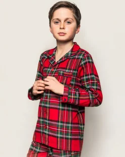 Kids Petite Plume Kid's Brushed Cotton Pajama Set in Imperial Tartan