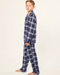 Kids Petite Plume Kid's Brushed Cotton Pajama Set in Oxford Tartan