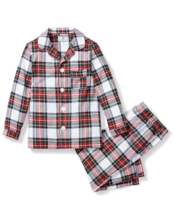 Kids Petite Plume Kid's Brushed Cotton Pajama Set in Balmoral Tartan