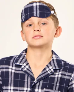 Kids Petite Plume Kid's Brushed Cotton Sleep Mask in Oxford Tartan