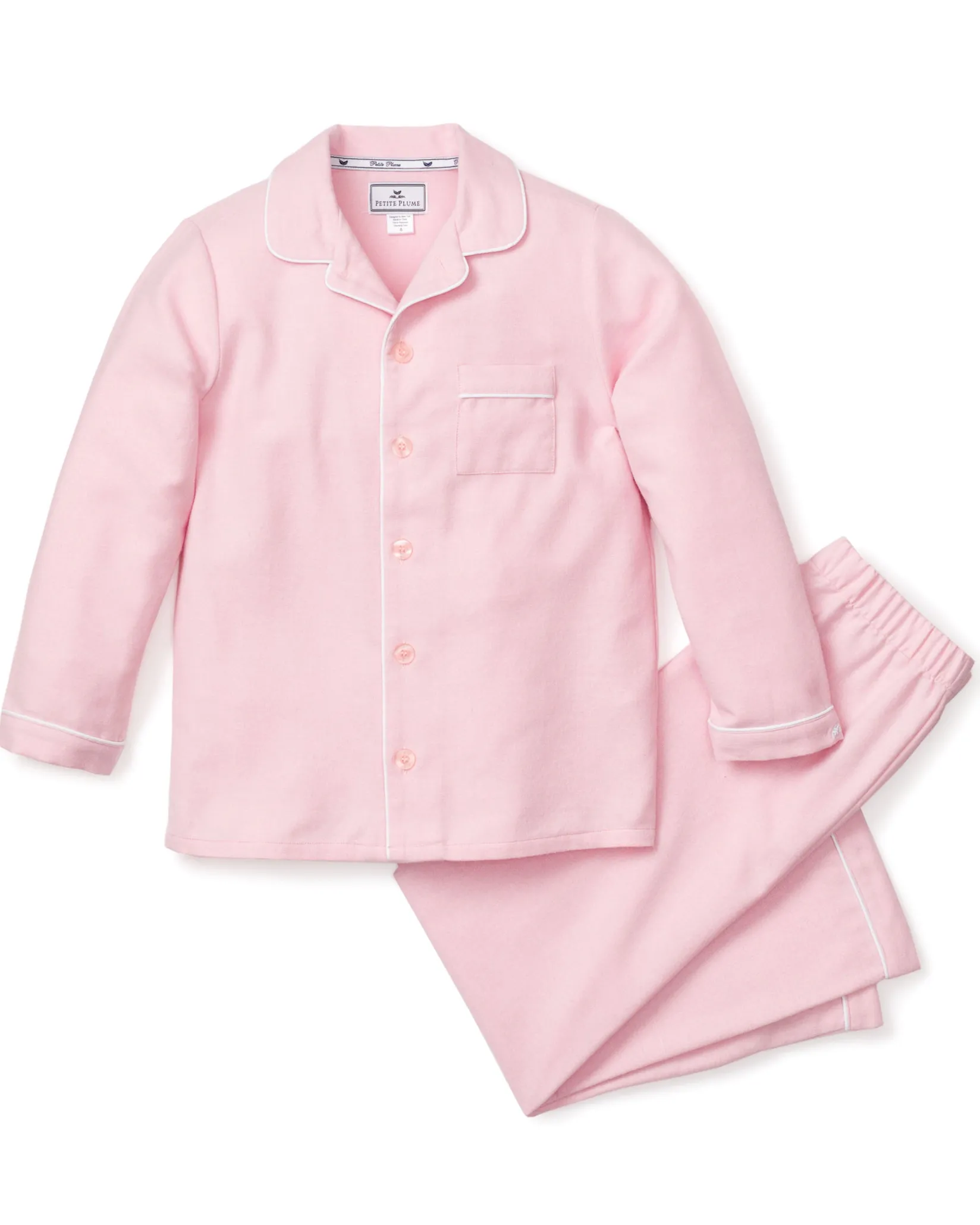 Kids Petite Plume Kid's Flannel Pajama Set in Pink