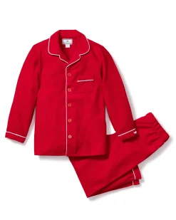 Kids Petite Plume Kid's Flannel Pajama Set in Red