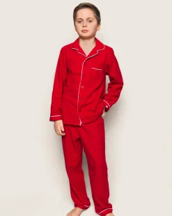 Kids Petite Plume Kid's Flannel Pajama Set in Red