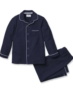 Kids Petite Plume Kid's Flannel Pajama Set in Navy