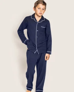 Kids Petite Plume Kid's Flannel Pajama Set in Navy