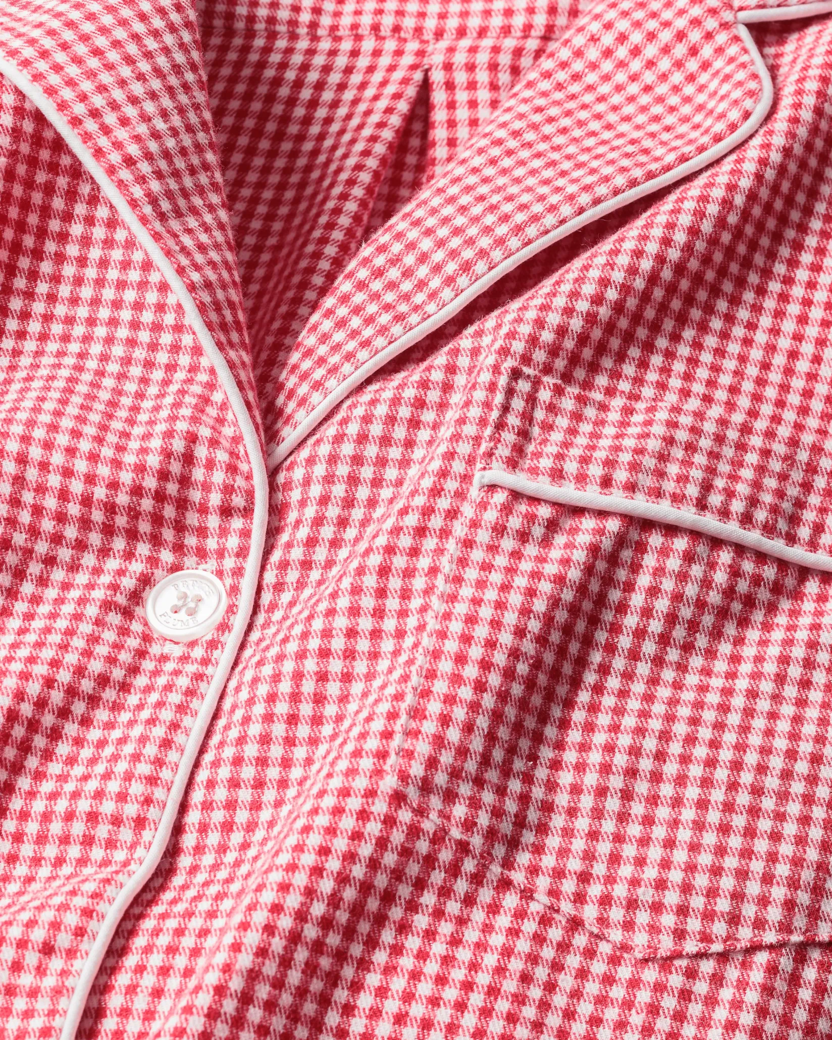 Kids Petite Plume Kid's Flannel Pajama Set in Red Mini Gingham