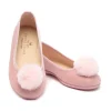 Kids Petite Plume Kid's Juliette Slipper in Antique Rose Suede with a Festive Pom
