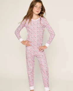 Kids Petite Plume Kid's Pima Snug Fit Pajama Set in Fleurs de Rose