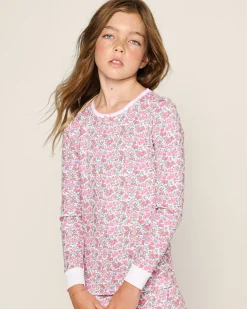 Kids Petite Plume Kid's Pima Snug Fit Pajama Set in Fleurs de Rose