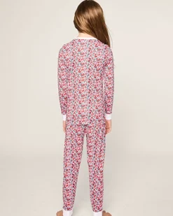 Kids Petite Plume Kid's Pima Snug Fit Pajama Set in Fleurs de Rose