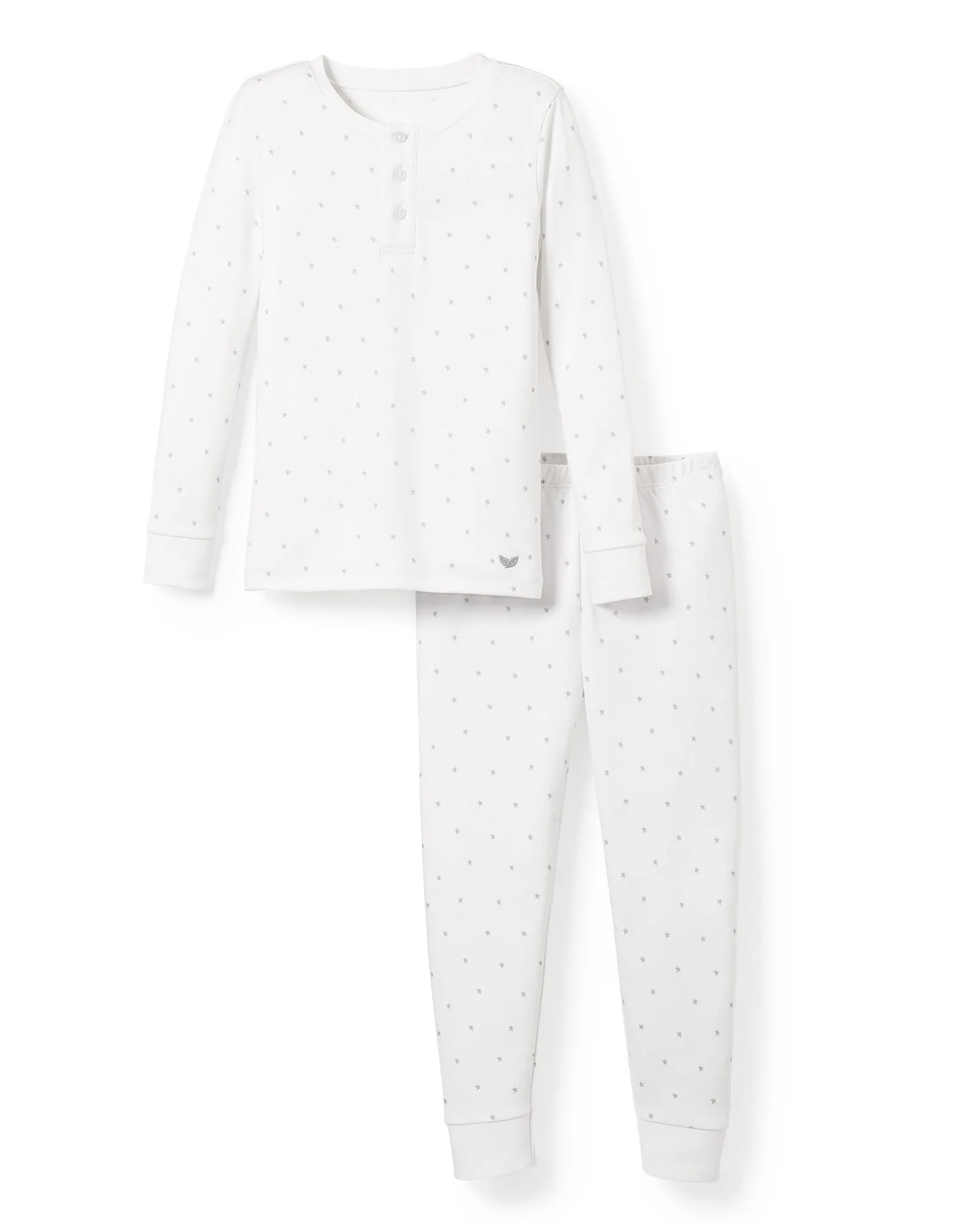 Kids Petite Plume Kid's Pima Snug Fit Pajama Set in Grey Stars