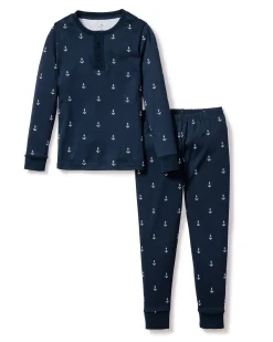 Kids Petite Plume Kid's Pima Snug Fit Pajama Set in Portsmouth Anchors