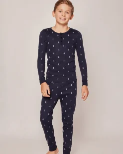 Kids Petite Plume Kid's Pima Snug Fit Pajama Set in Portsmouth Anchors