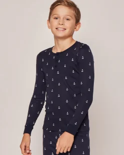 Kids Petite Plume Kid's Pima Snug Fit Pajama Set in Portsmouth Anchors