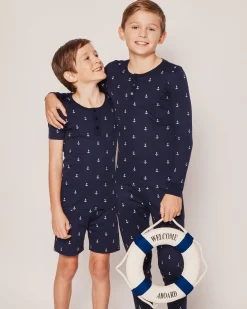 Kids Petite Plume Kid's Pima Snug Fit Pajama Set in Portsmouth Anchors