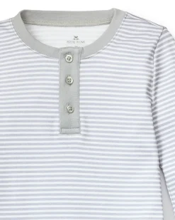 Kids Petite Plume Kid's Pima Snug Fit Pajama Set in Grey Stripes